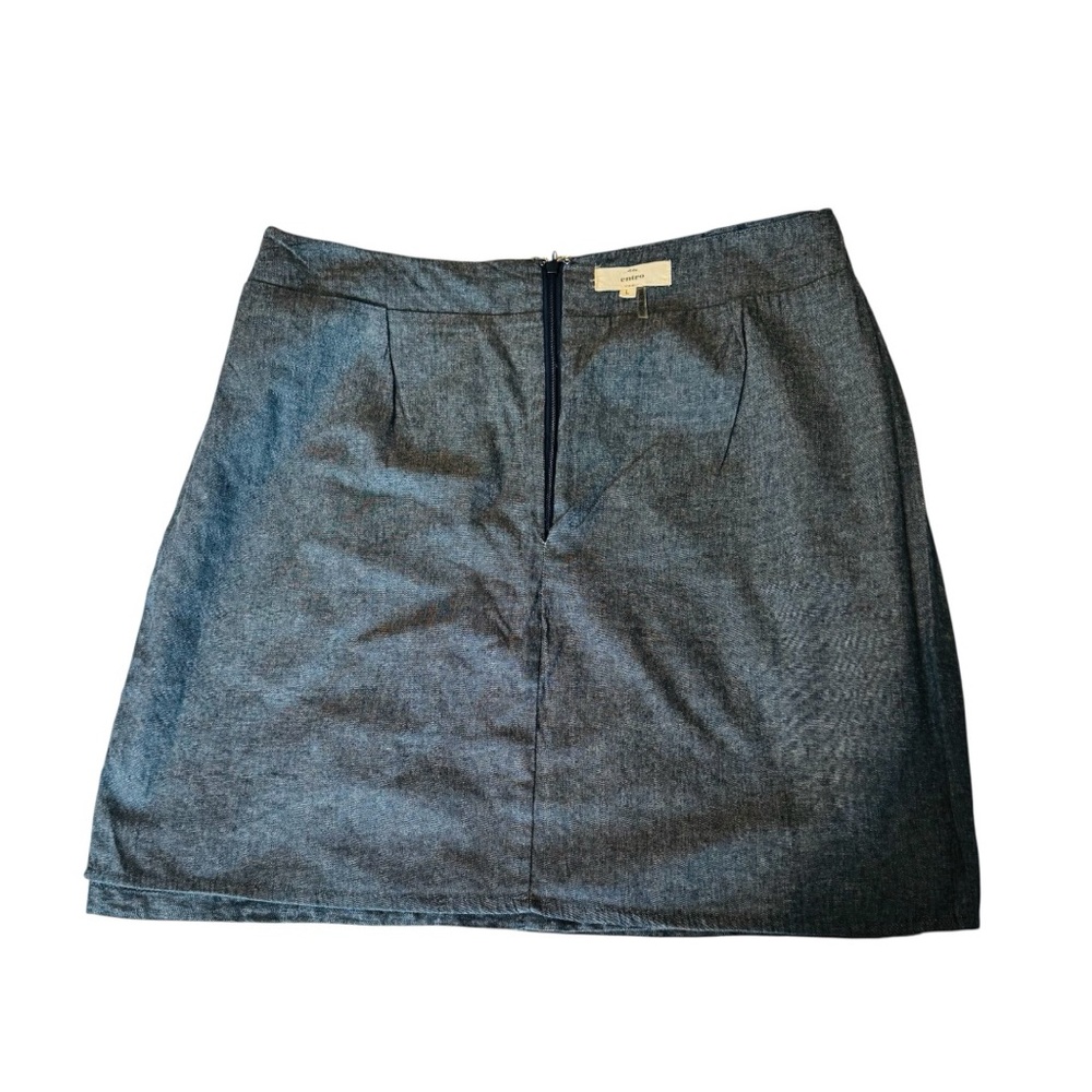 Entro Anthropologie Chambray Embroidered Mini Skirt Size Large - Picture 9 of 12